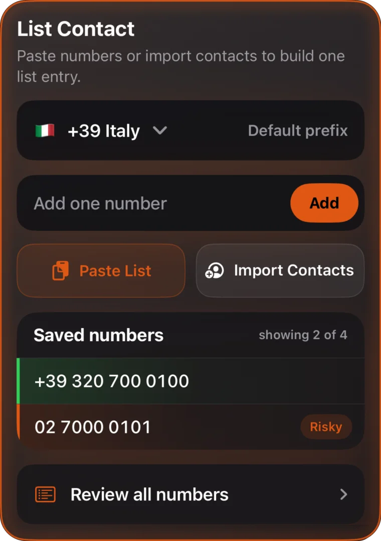 BlockRa list rule screen for managing multiple saved phone numbers together